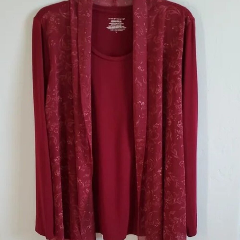 Rich Red Soft Stretch Layers Top Large